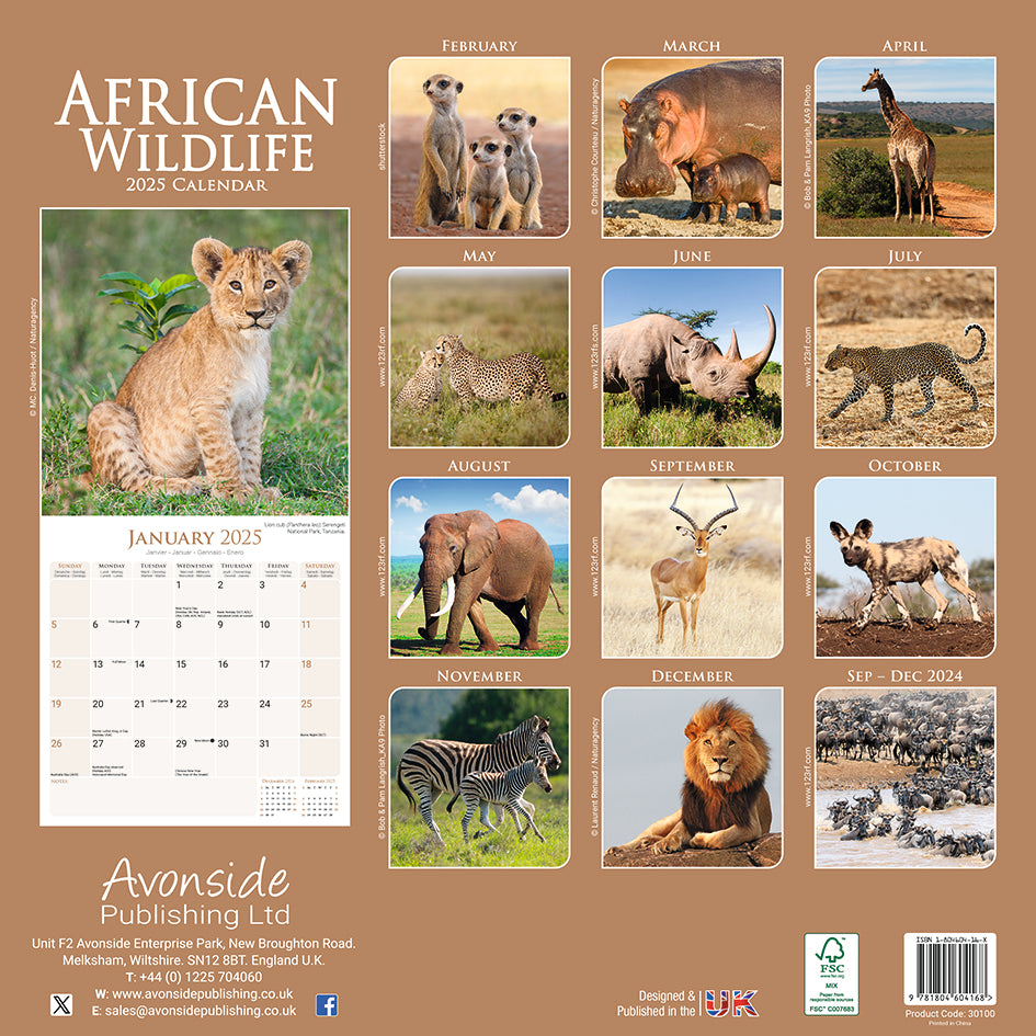 African Wildlife Kalender 2025 De Kalenderman