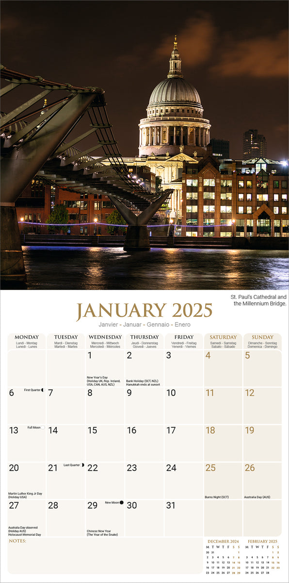 London Kalender 2025 – De Kalenderman