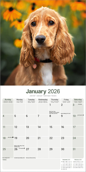 English Cocker Spaniel Kalender 2026