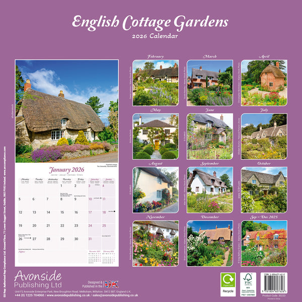English Cottage Gardens Kalender 2026