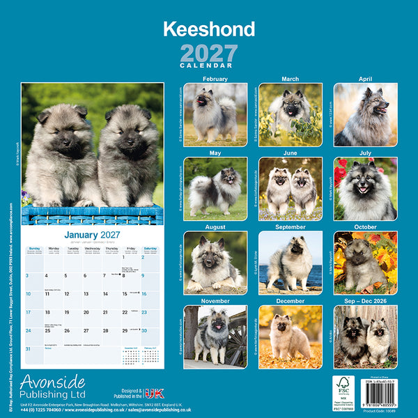 Keeshond Kalender 2027