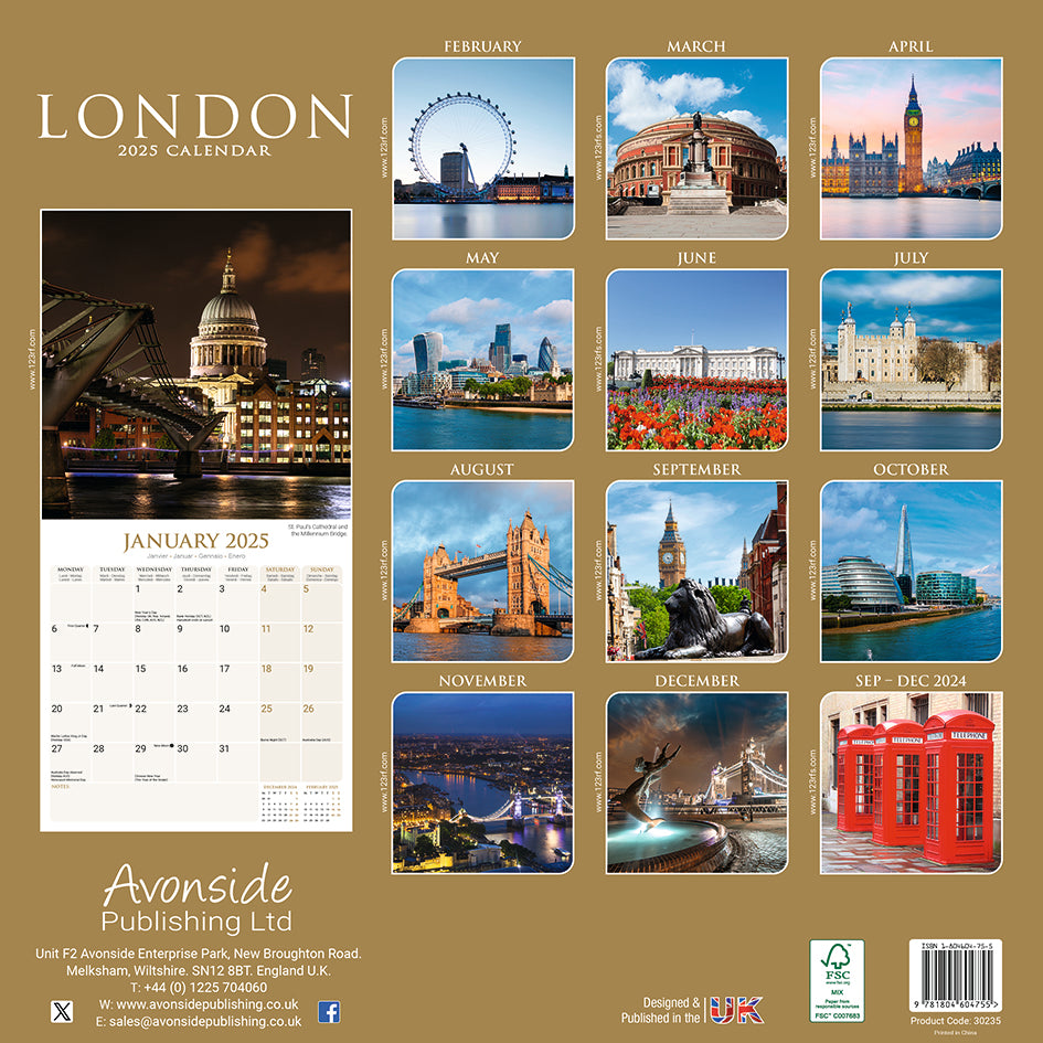 London Kalender 2025 De Kalenderman
