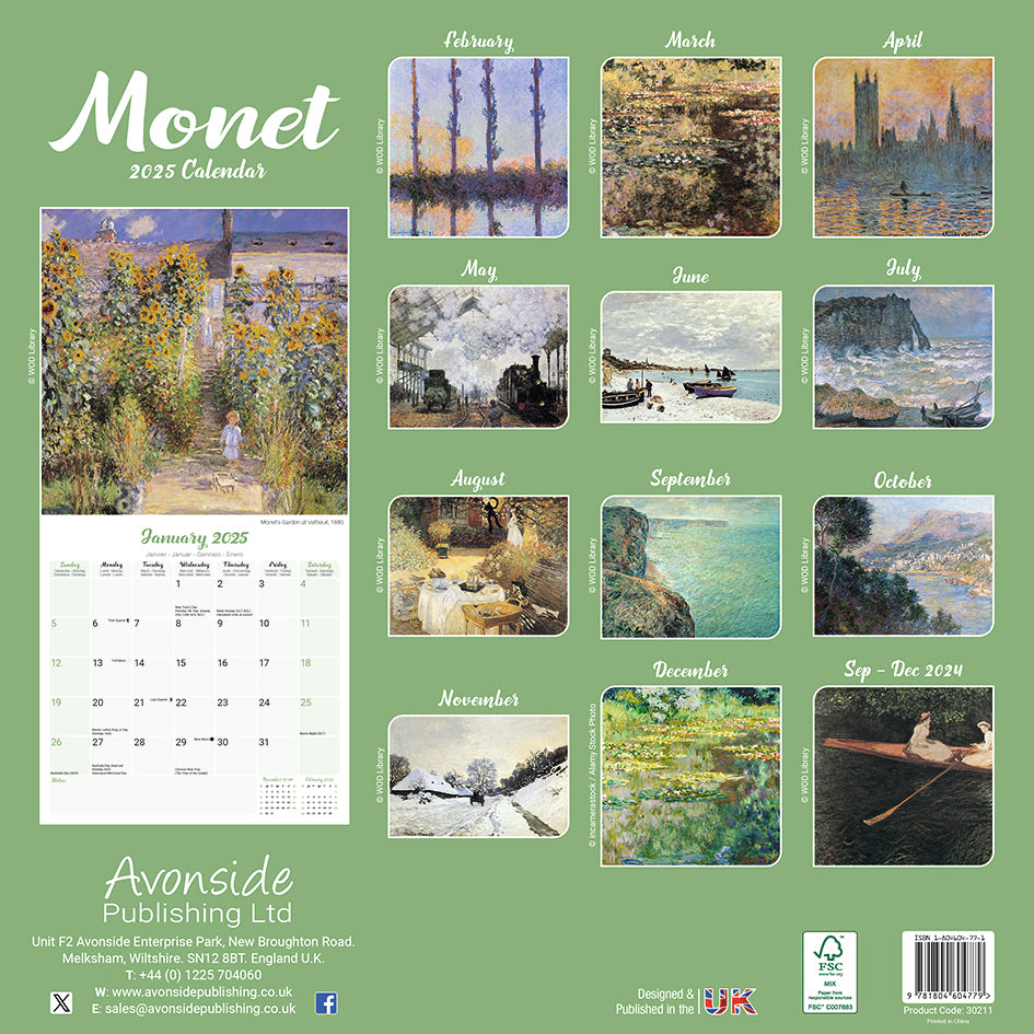 Claude Monet Kalender 2025 – De Kalenderman