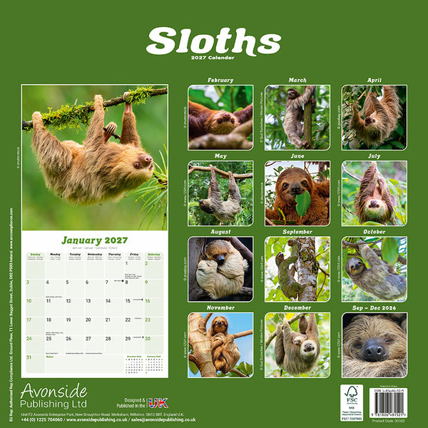 Sloths Kalender 2027