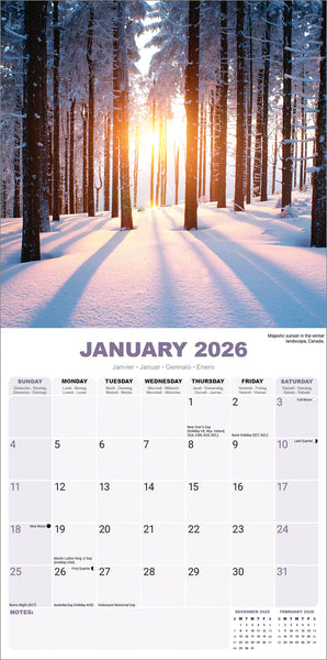 Sunsets Kalender 2026