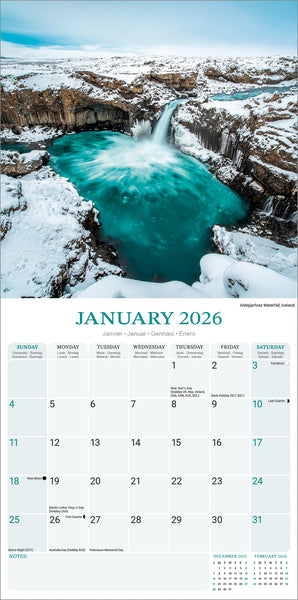 Waterfalls Kalender 2026